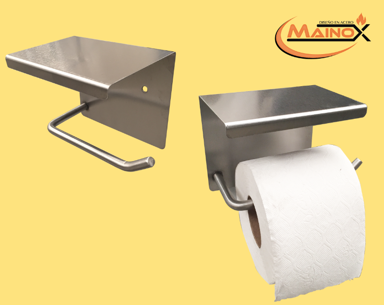 MAINOX porta rollo de papel higienico en acero inoxidable